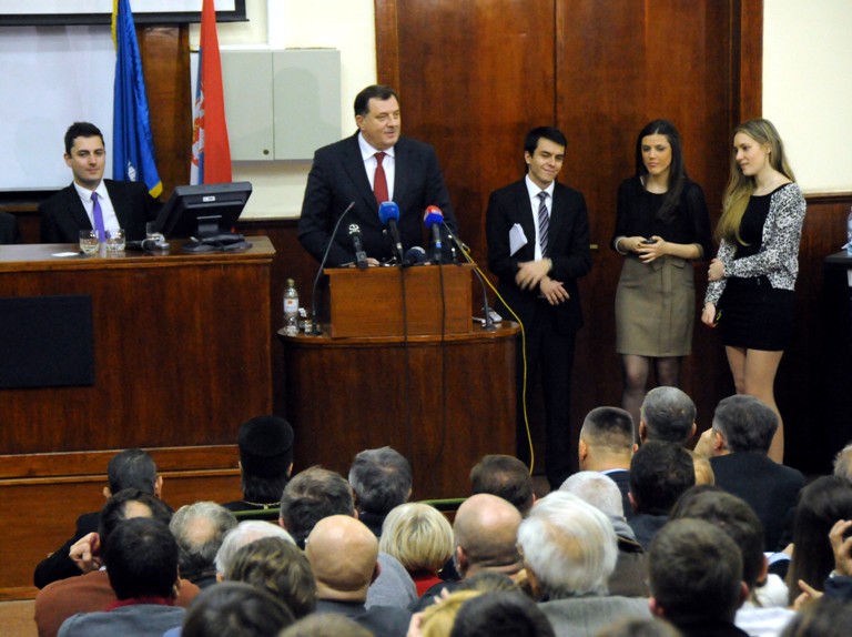 Milorad Dodik na Pravnom fakultetu u Beogradu/Foto: Anadolija