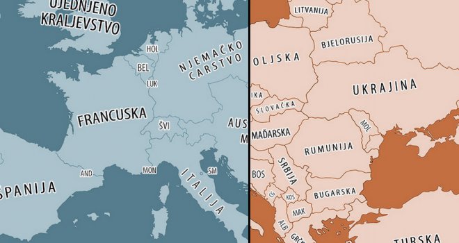 Pogledajte kako je Evropa izgledala prije 100 godina, a kako izgleda danas!
