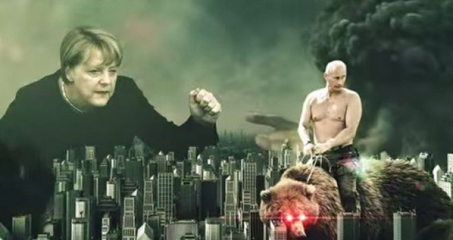 'Remek-djela' ruske propagande: Polugoli Putin i medvjed s laserom u očima...