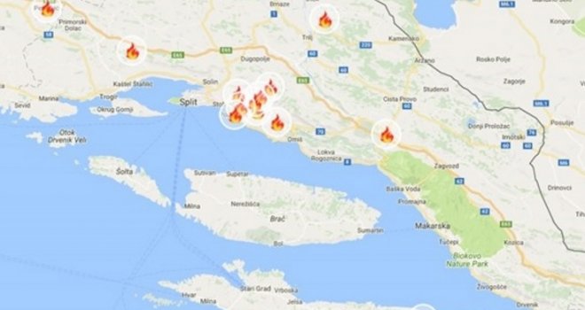 INTERAKTIVNO: Pogledajte gdje sve gori u  Dalmaciji