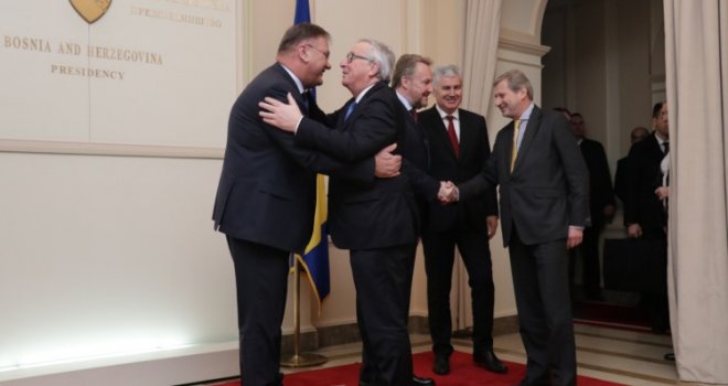 Članovi Predsjedništva BiH dočekali Junckera i Hahna