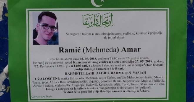 Ispraćaj uzornog studenta elektrotehnike: Posljednji pozdrav i dženaza 21-godišnjem Amaru Ramiću 