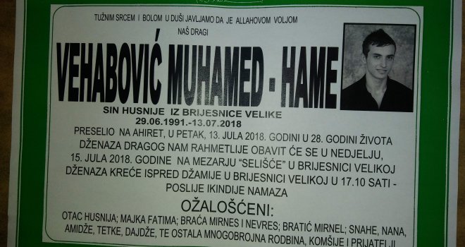 Detalji ubistva mladića u Doboju: Vehabovića udarao šakama u glavu, zatražen pritvor za Nermina Hadžića