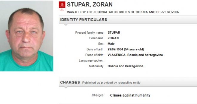 Interpol raspisao potjernicu za Zoranom Stuparom: Optuženi za ratne zločine pobjegao iz BiH?