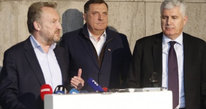 Završen sastanak u Predsjedništvu BiH: Pogledajte šta su dogovorili lideri HDZ-a, SDA i SNSD-a