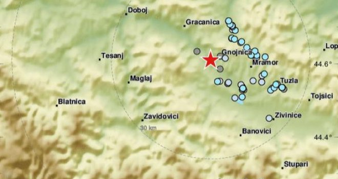 Opet se treslo tlo u Tuzlanskom kantonu: Jutros novi zemljotres, epicentar kod Lukavca