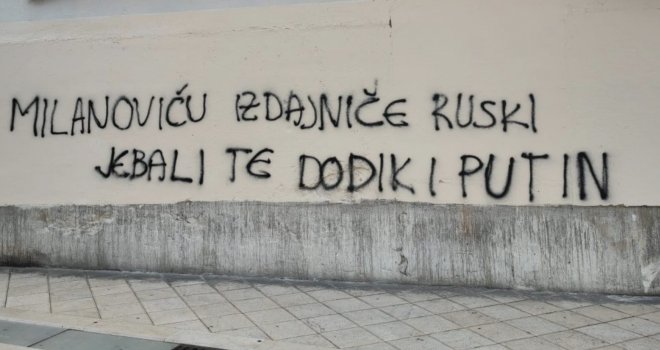 U Splitu osvanula poruka Zoranu Milanoviću: 'Milanoviću izdajniče ruski, je**** te Dodik i Putin'