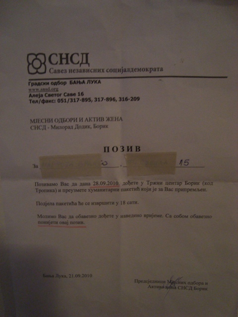 SNSD dijeli penzionerima paketiće