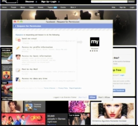my space preko fb