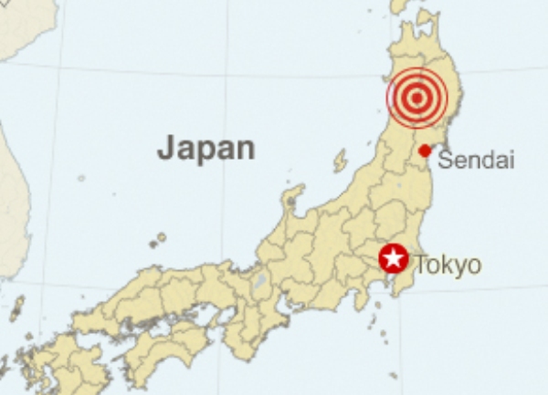 Japan zemljotres Sendai - karta