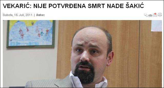 nije potvrđena smrt nade šakić