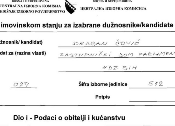 Imovinski karton naslovna