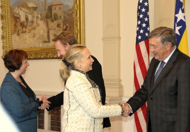 Clinton i Ashton s članovima Predsjedništva BiH