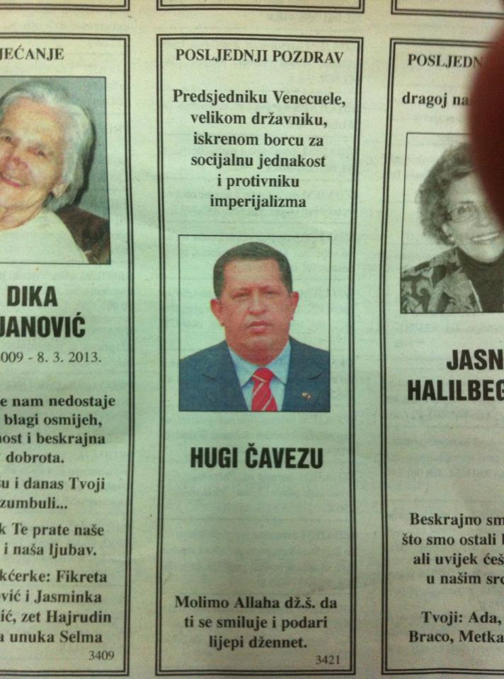 Hugo Chavez čitulja