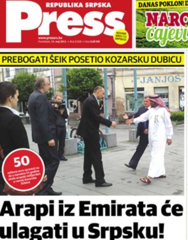 Arapi ulažu u RS_naslovnica Press-a