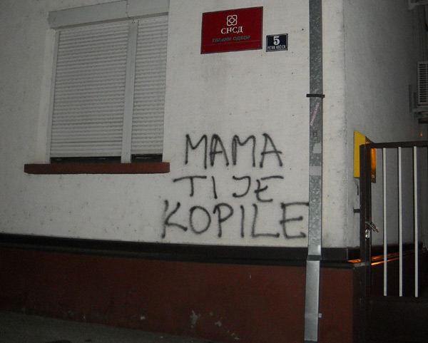 grafit posvećen Rajku Vasiću 'Mama ti je kopile'/ Foto: Frontal.ba