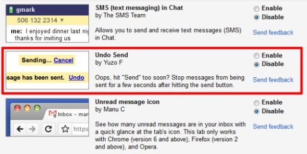 Gmail undo