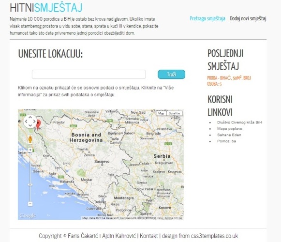 aplikacija Hitni smještaj 2