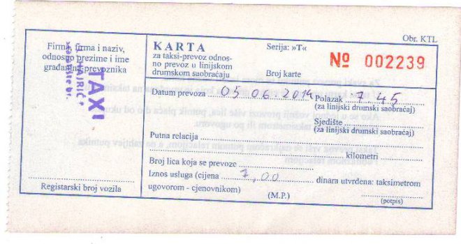 Apsurd ili prevara: Sarajevo taxi izdaje račune u dinarima!