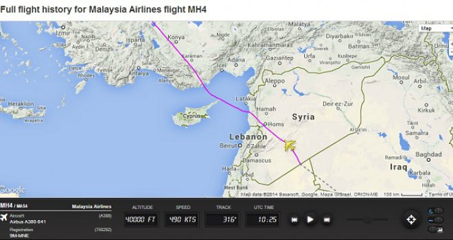 Malaysia Airlines ima novu rutu: Više ne lete preko Ukrajine, nego preko Sirije!?