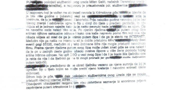 Kao iz vica o policiji: U FUP-u saslušali ženu kojoj je 'ljubavnik u tijelo ugradio čip'