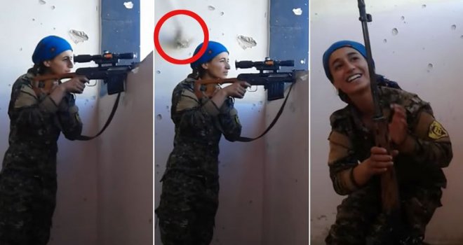 Pogledajte nevjerovatnu reakciju kurdske snajperistice nakon što joj je ISIS-ov metak za dlaku promašio glavu