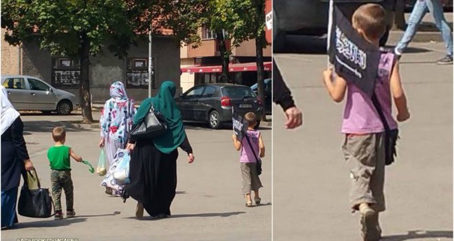 Dječak u Zenici šeta gradom s porodicom i nosi zastavu Islamske države?!