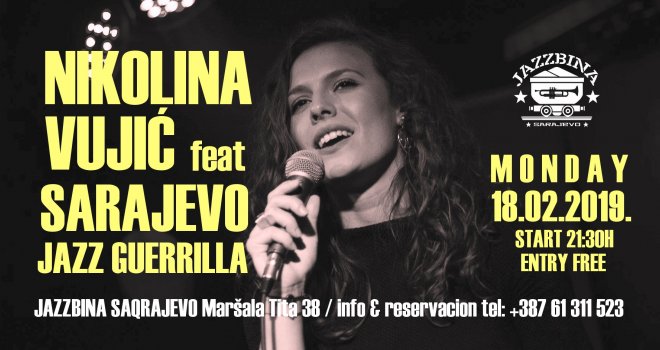 Nikolina Vujić feat. Sarajevo Jazz Guerrilla večeras u klubu Jazzbina