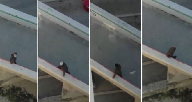 Dramatični snimak: Nezapamćena bura u Splitu nosi ženu preko mosta!