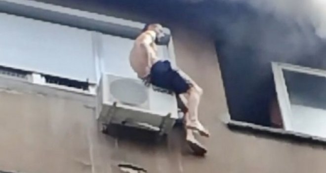 Dramatične scene u Zenici: Vlasnik stana pobjegao od vatre na klimu