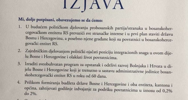 Zvanična Izjava o Srebrenici pred očima javnosti: Šta su zaista potpisali bošnjački lideri, a jedino odbio Nermin Nikšić?