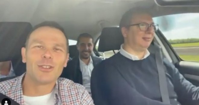 Ono kad vas vozi predsjednik Srbije... Ministar Mali objavio snimak s Vučićem - na putu ka selu Dobrić