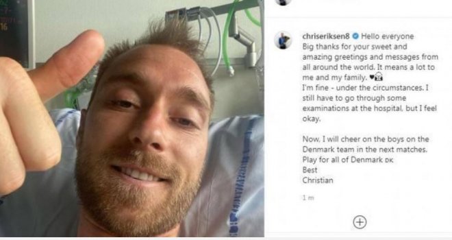 Eriksen poručio iz bolničke postelje: Dobro sam, s obzirom na okolnosti