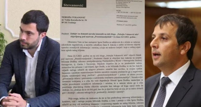 Igor Dodik poslao pismo upozorenja Vukanoviću, on objavio cijeli sadržaj: U zemlji čuda sve je moguće!