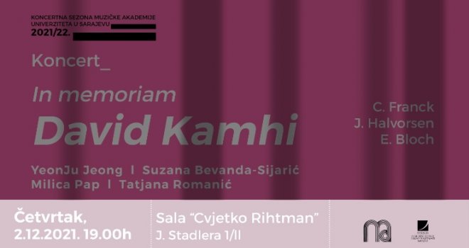 U Sarajevu koncert sjećanja na profesora Davida Kamhija 