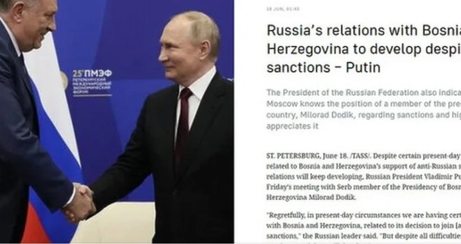 Dodik opet obmanuo javnost: Putinovi mediji potvrdili da BiH podržava sankcije Rusiji