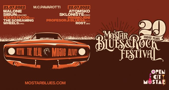 Šest bendova na 20. Mostar Blues & Rock Festivalu
