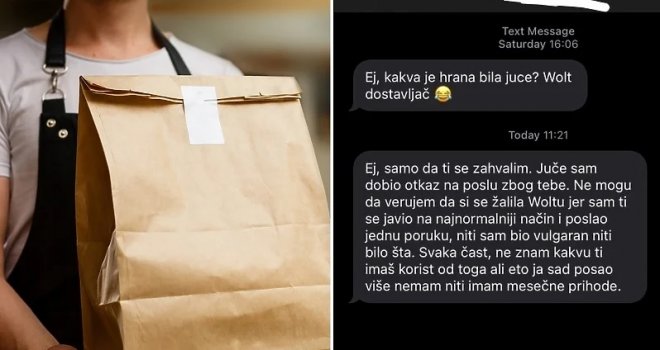 Dostavljač iz Srbije otpušten jer je poslao poruku djevojci kojoj je donio hranu