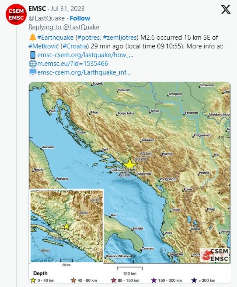 Zemljotres Pogodio Bosnu I Hercegovini, Evo Gdje Je Bio Epicentar ...