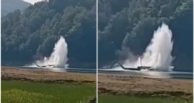 Pojavio se snimak nesreće: Ovo je trenutak pada helikoptera OSBiH u Jablaničko jezero