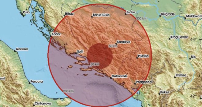 Dva potresa pogodila Hercegovinu u razmaku od 10 minuta