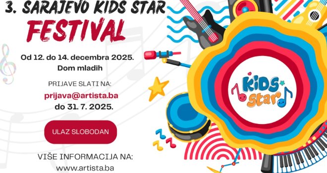 Traže se nove muzičke zvjezdice: Otvorene prijave za Sarajevo 'Kids Star' festival 2025.