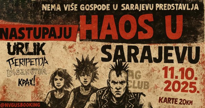 BEOGRADSKI HARDCORE/PUNK U SARAJEVU: URLIK, PERIPETIJA, KPAX! i DISZNÓTOR 11. oktobra u Sarajevu