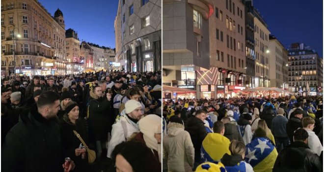 Historijski korteo u Beču: Na hiljade navijača BiH krenulo ka stadionu po plasman na Mundijal!