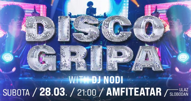 Disco Gripa večeras u Domu mladih: Ulaz slobodan, početak u 21 sat