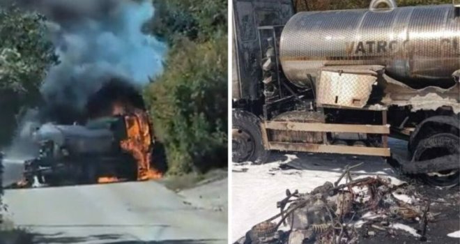 Stravičan sudar motocikla sa vatrogasnim kamionom: Oba vozila izgorjela